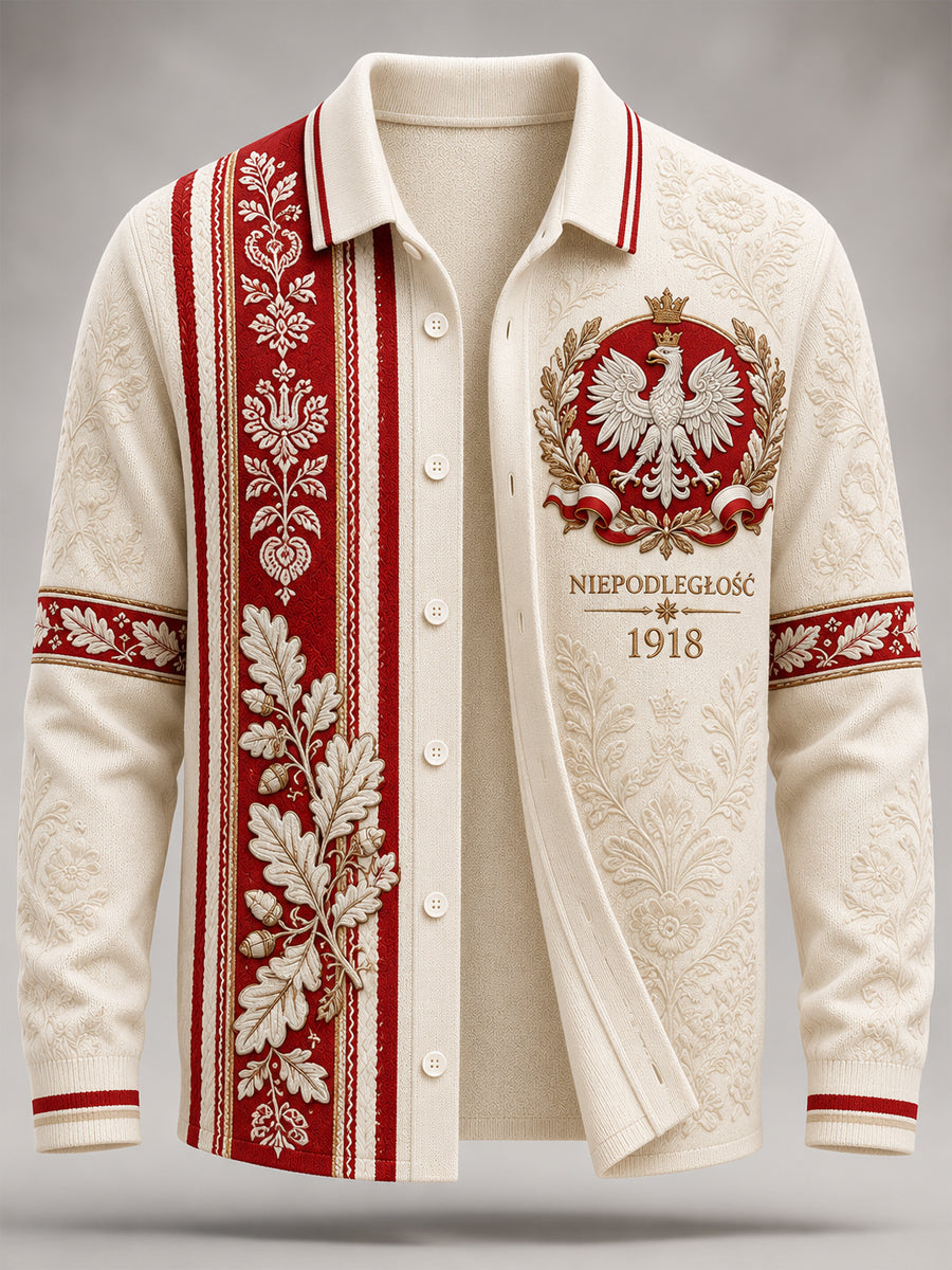 Męski sweter z imitacji wełny w polskim stylu