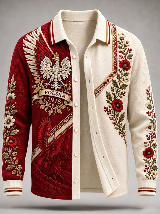 Męski sweter z imitacji wełny w polskim stylu