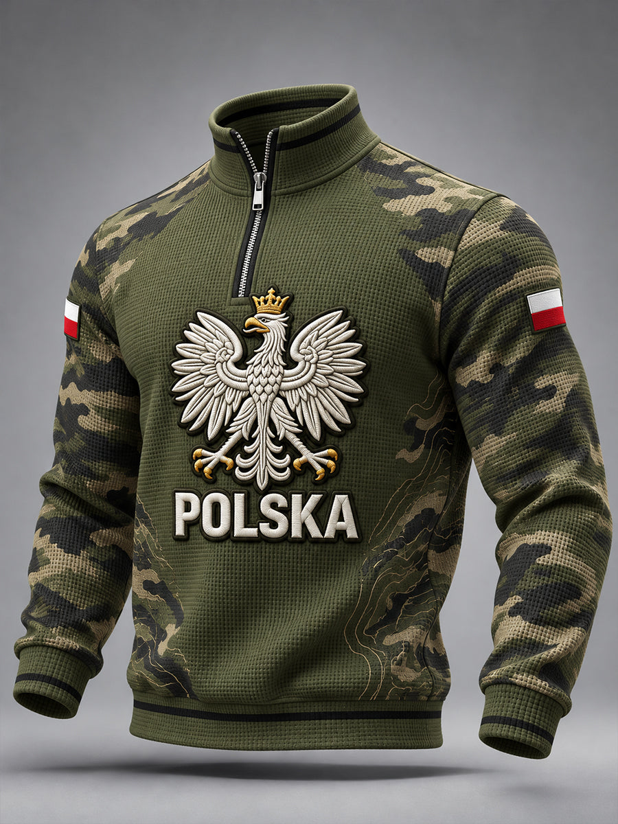 Męska bluza wojskowa z Polski z zamkiem błyskawicznym