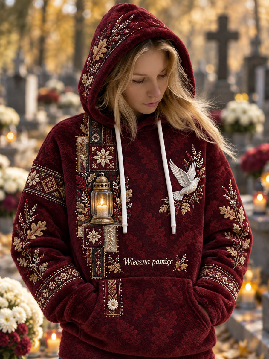 Damski flanelowy bluza z kapturem na Dzień Wszystkich Świętych
