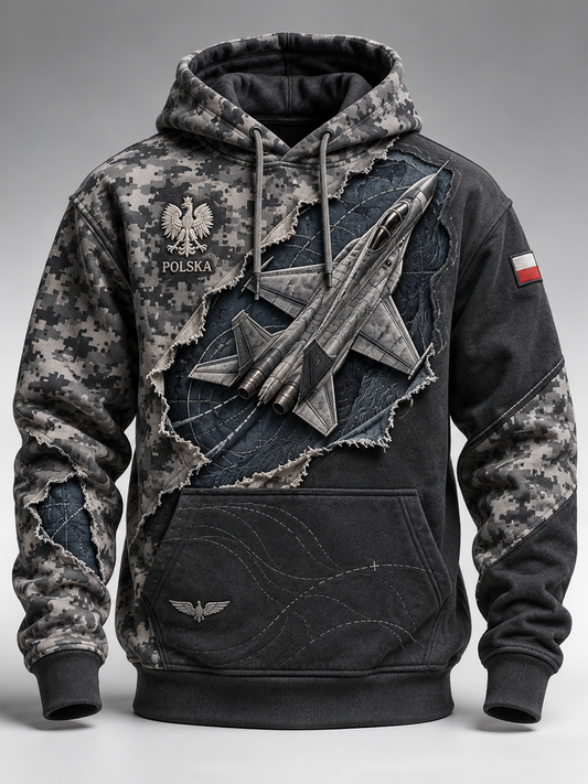 Męska kultowa bluza wojskowa w stylu oversize z opuszczonymi ramionami i kieszeniami
