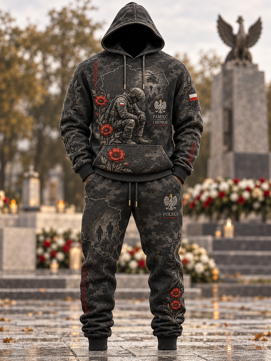 Męski wojskowy komplet z bluzą z kapturem