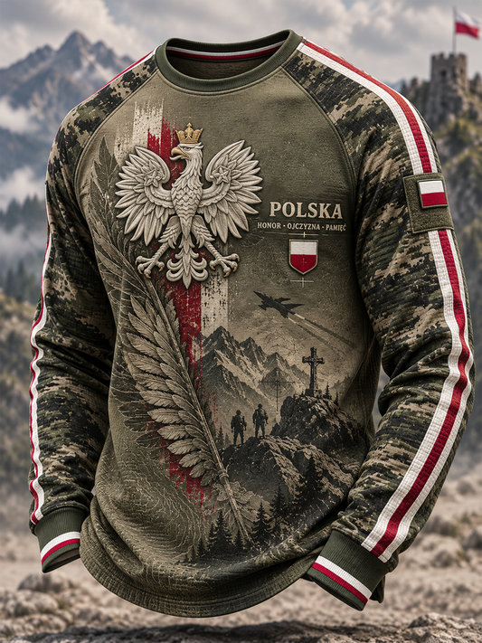 Męski wojskowy t-shirt z długim rękawem