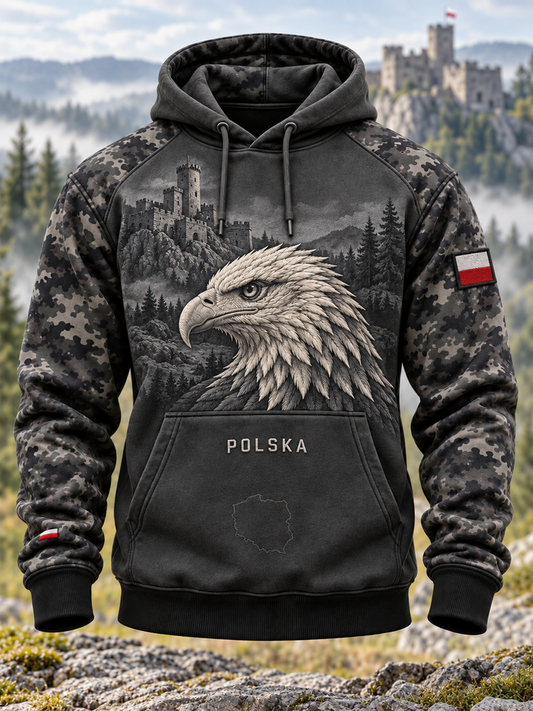 Męska kultowa bluza wojskowa w stylu oversize z opuszczonymi ramionami i kieszeniami