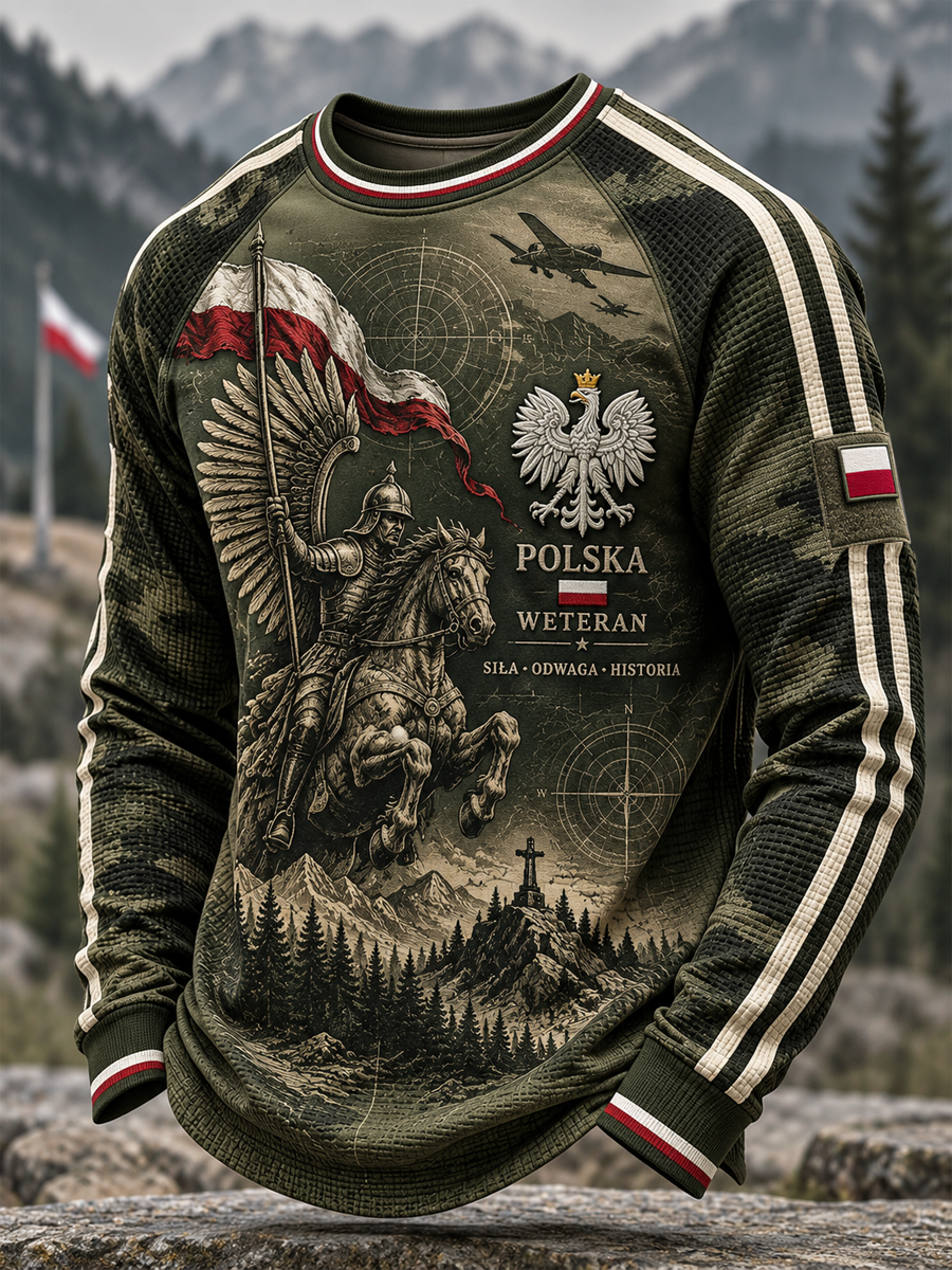 Męski wojskowy t-shirt z długim rękawem